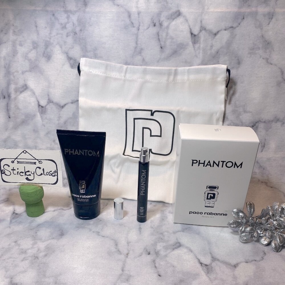 Paco Rabanne Phantom Travel Kit-Bag,Shower Gel 75ml&Spray 10ml-3pc-BOXED-NEW